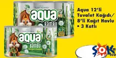 AQUA 12'Lİ TUVALET KAĞIDI /8'Lİ KAĞIT HAVLU 3 KATLI